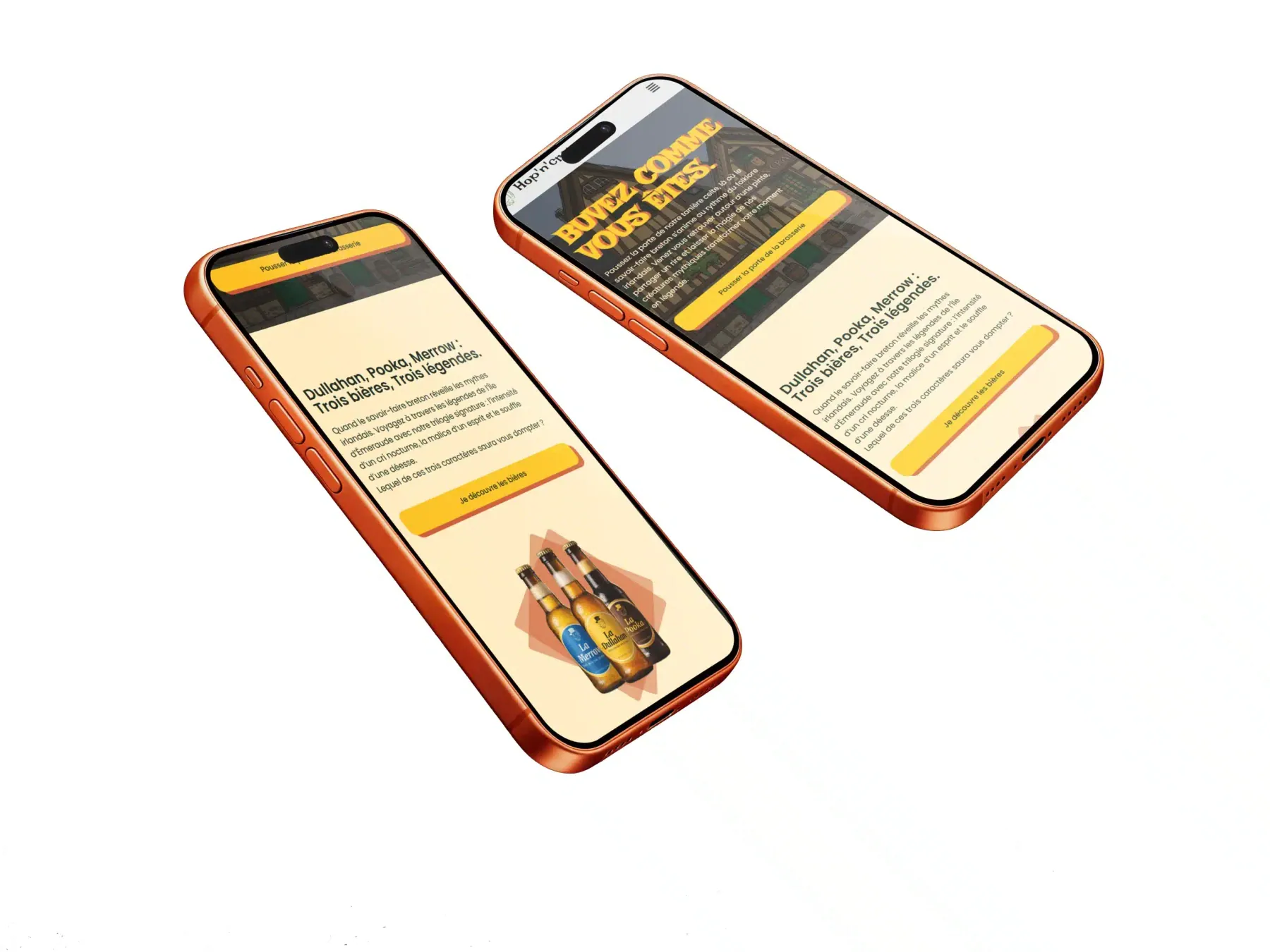 Le site Hop'n'Craic sur mobile