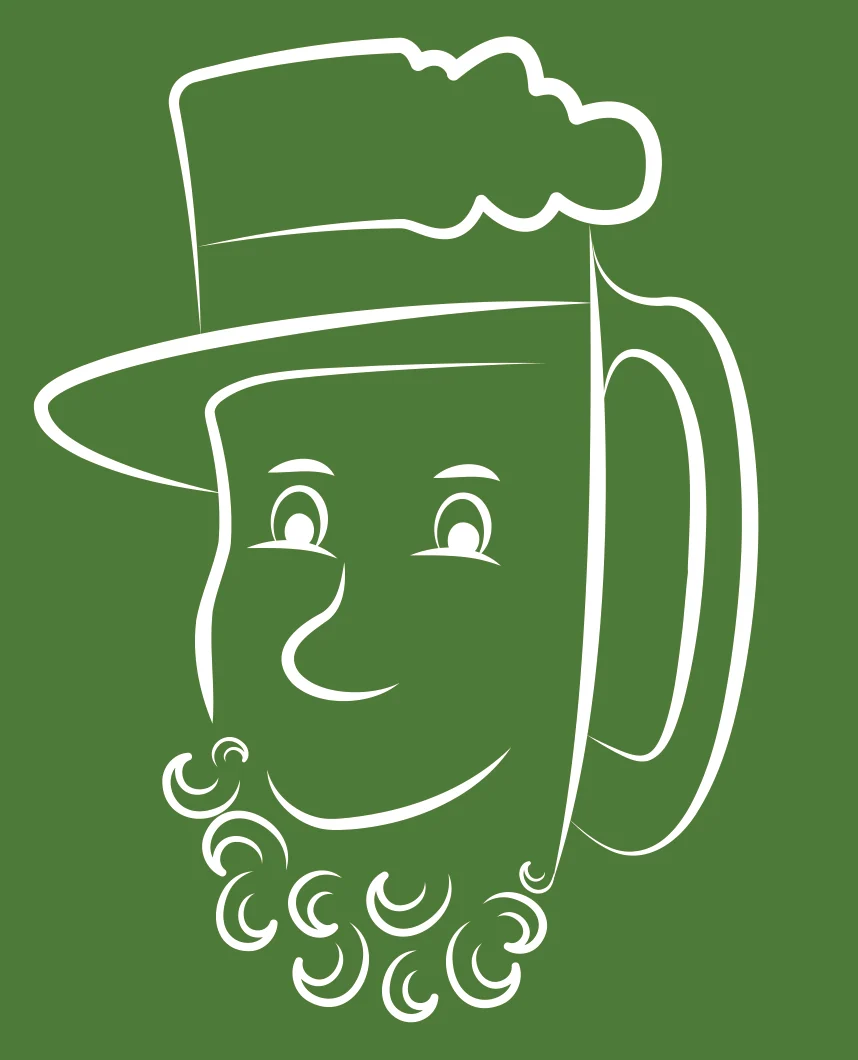 Logo Hop'n'Craic, une chope de bière à visage de lutin