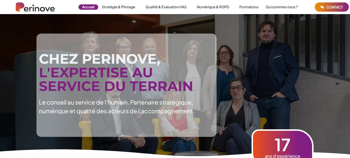 Nouveau site de Perinove, réalisé par NEXEB